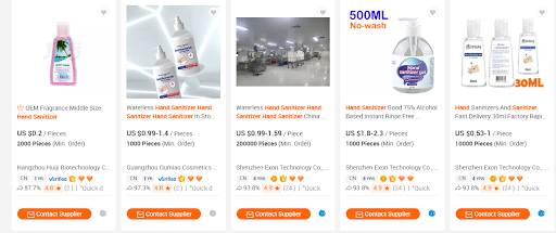 alibaba hand sanitizer available online