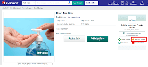 bulk hand sanitizer indiamart