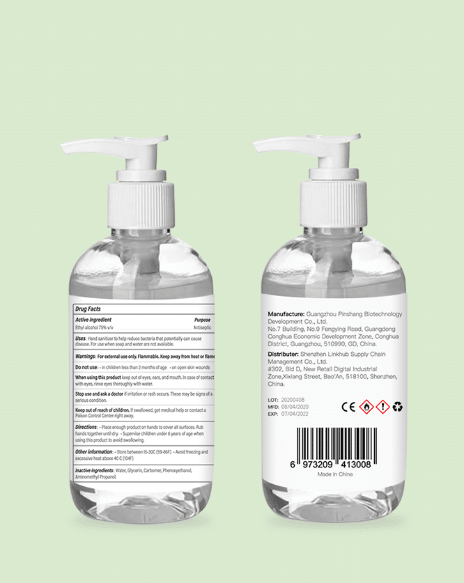 250ml 8oz oz hand sanitizer label