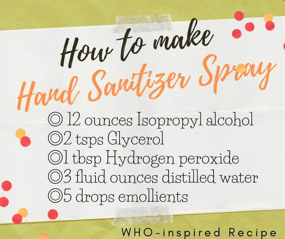 alcohol based hand sanitizer spray recipe