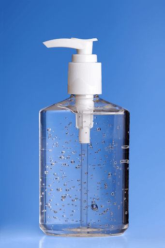instant hand sanitizer gel in blue background
